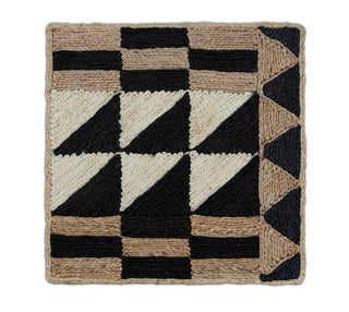 Black, Ivory & Natural Beige Texture Abaca Weave Handwoven Rug