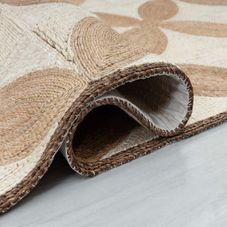 ABACA CARPETS Natural Beige & Brown Handwoven Geometric Rug – Textured Natural Fiber Carpet