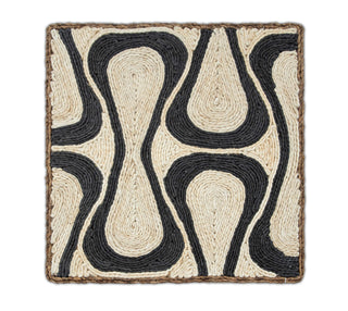 Ivory & Charcoal Black Texture Abaca Weave Handwoven Rug