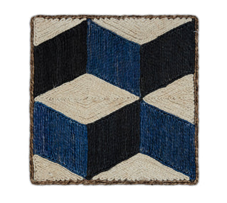 Navy Blue, Black & Ivory Texture Abaca Weave Handwoven Rug