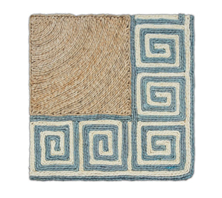 Natural Beige, Sage Blue Texture Abaca Weave Handwoven Rug