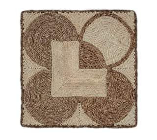 Natural Beige & Dark Brown Texture Abaca Weave Handwoven Rug