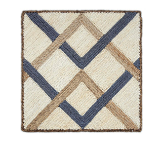 Navy Blue, Natural Beige & Ivory Texture Abaca Weave Handwoven Rug