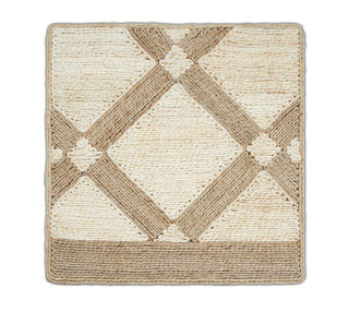 Ivory & Beige Diamond Texture Abaca Weave Handwoven Rug