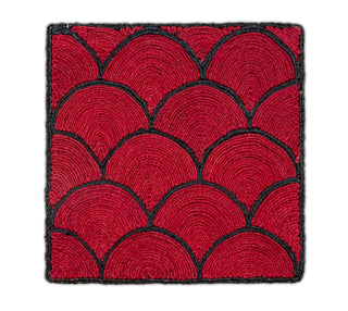 Ruby Red & Black Texture Abaca Weave Handwoven Rug