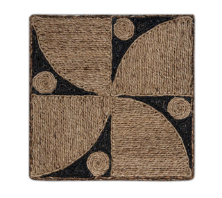 Natural Brown & Black Texture Abaca Weave Handwoven Rug