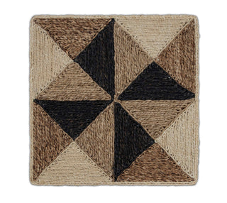 Natural Beige, Brown & Black Texture Abaca Weave Handwoven Rug