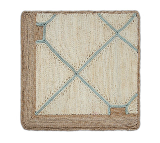 Ivory, Beige & Sage Blue Texture Abaca Weave Handwoven Rug