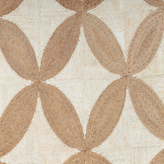 ABACA CARPETS Natural Beige & Brown Handwoven Geometric Rug – Textured Natural Fiber Carpet