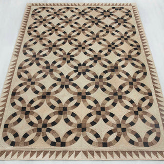 Abaca Geometric Interlocking Circles Rug – Natural Beige & Brown