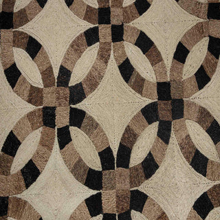Abaca Geometric Interlocking Circles Rug – Natural Beige & Brown