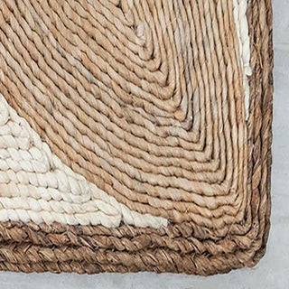 ABACA CARPETS Natural Beige & Brown Handwoven Geometric Rug – Textured Natural Fiber Carpet