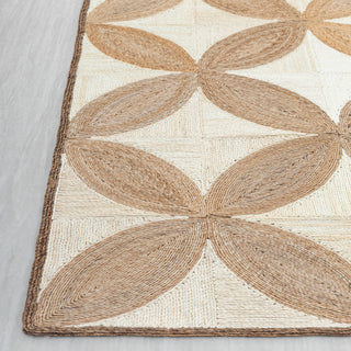 ABACA CARPETS Natural Beige & Brown Handwoven Geometric Rug – Textured Natural Fiber Carpet