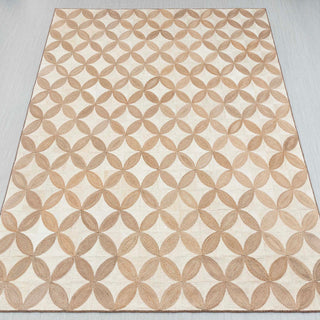 ABACA CARPETS Natural Beige & Brown Handwoven Geometric Rug – Textured Natural Fiber Carpet