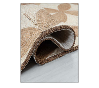 ABACA CARPETS Natural Beige & Brown Handwoven Geometric Rug – Textured Natural Fiber Carpet