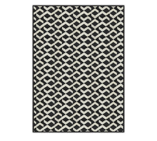 ABACA CARPETS Black & Ivory Interlocking Geometric Pattern Rug