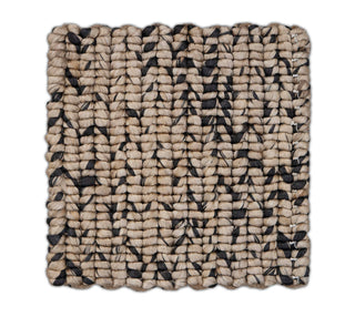 Black & Natural Beige Textured ABACA Handwoven Rug