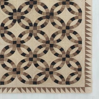 Abaca Geometric Interlocking Circles Rug – Natural Beige & Brown
